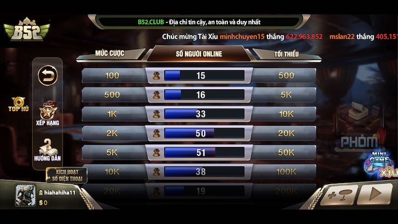 Các tính năng hấp dẫn khi chơi casino tại B52